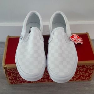 BNIB Vans Classic Slip-On Checkerboard Gray & White Sz. 7.5 BRAND NEW!